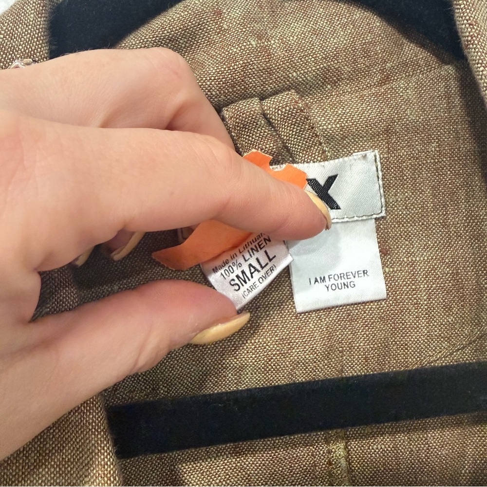 FLAX Brown Linen Button Down Long Cardigan Jacket S - Picture 3 of 5